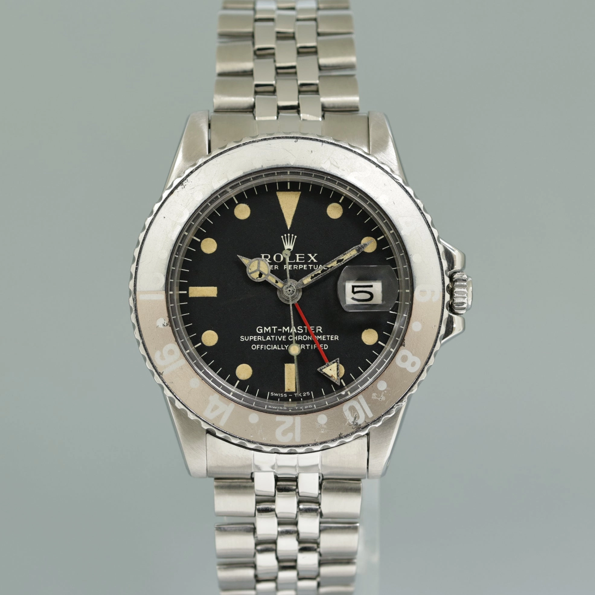 1971 Rolex GMT-Master Pepsi Blue Red Matte Dial Ghost 1675 Jubilee Steel Watch Box