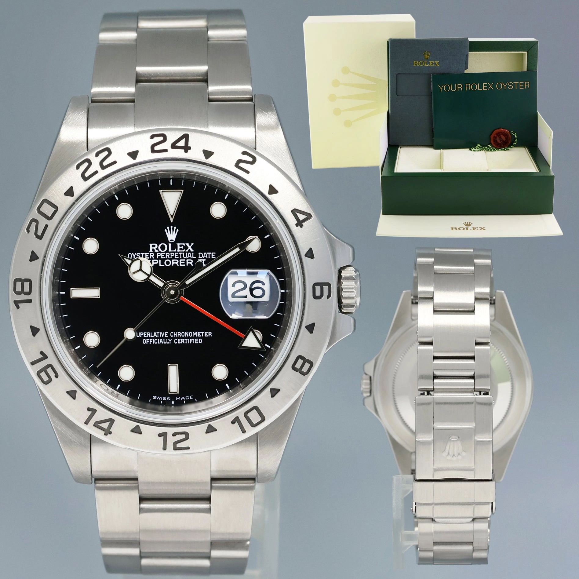 2007 MINT Rolex Explorer II 16570 Stainless Steel Black Date 3186 40mm Watch Box