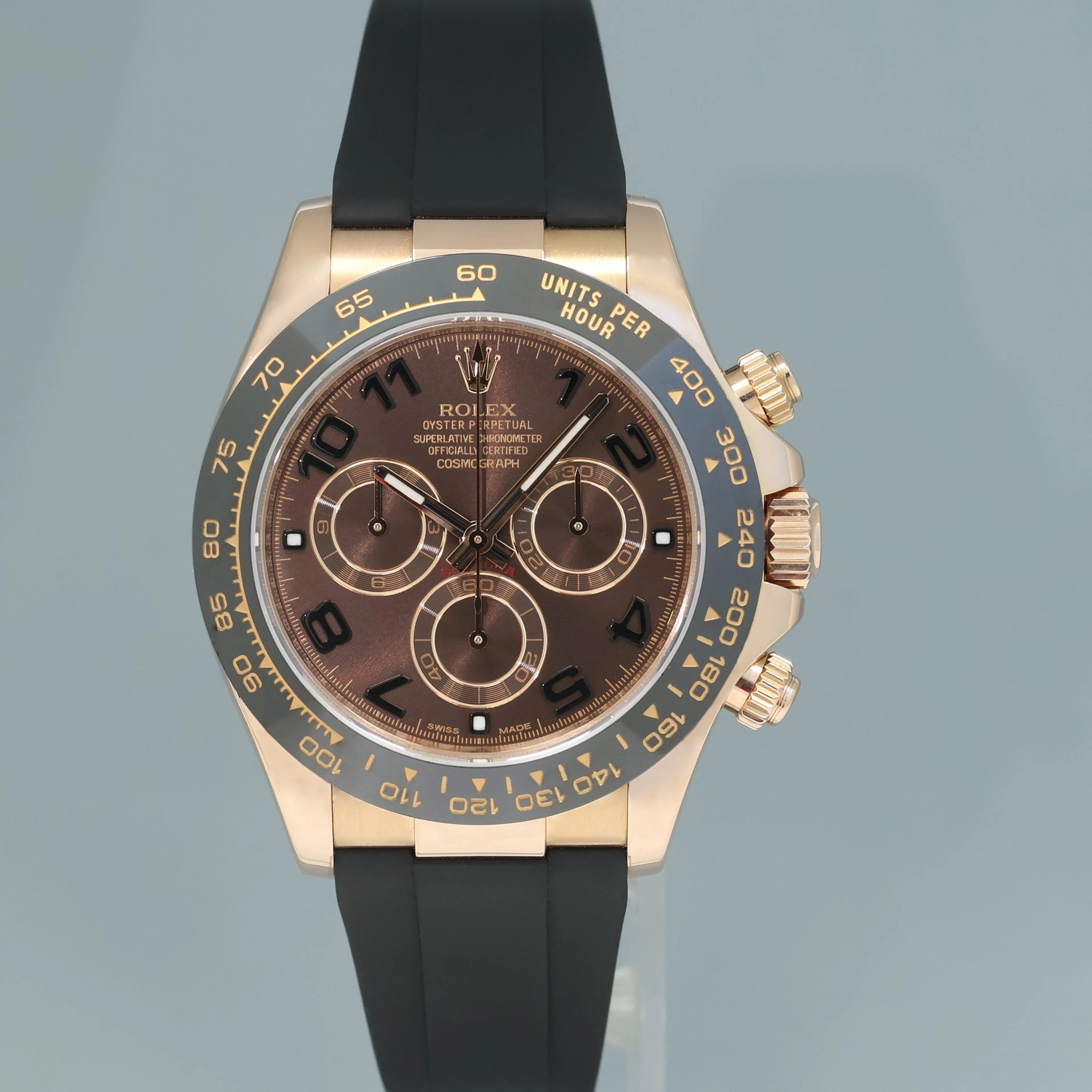 2015 MINT Rolex Daytona Chocolate Arabic Ceramic 116515 Rose Gold Rubber Watch Box