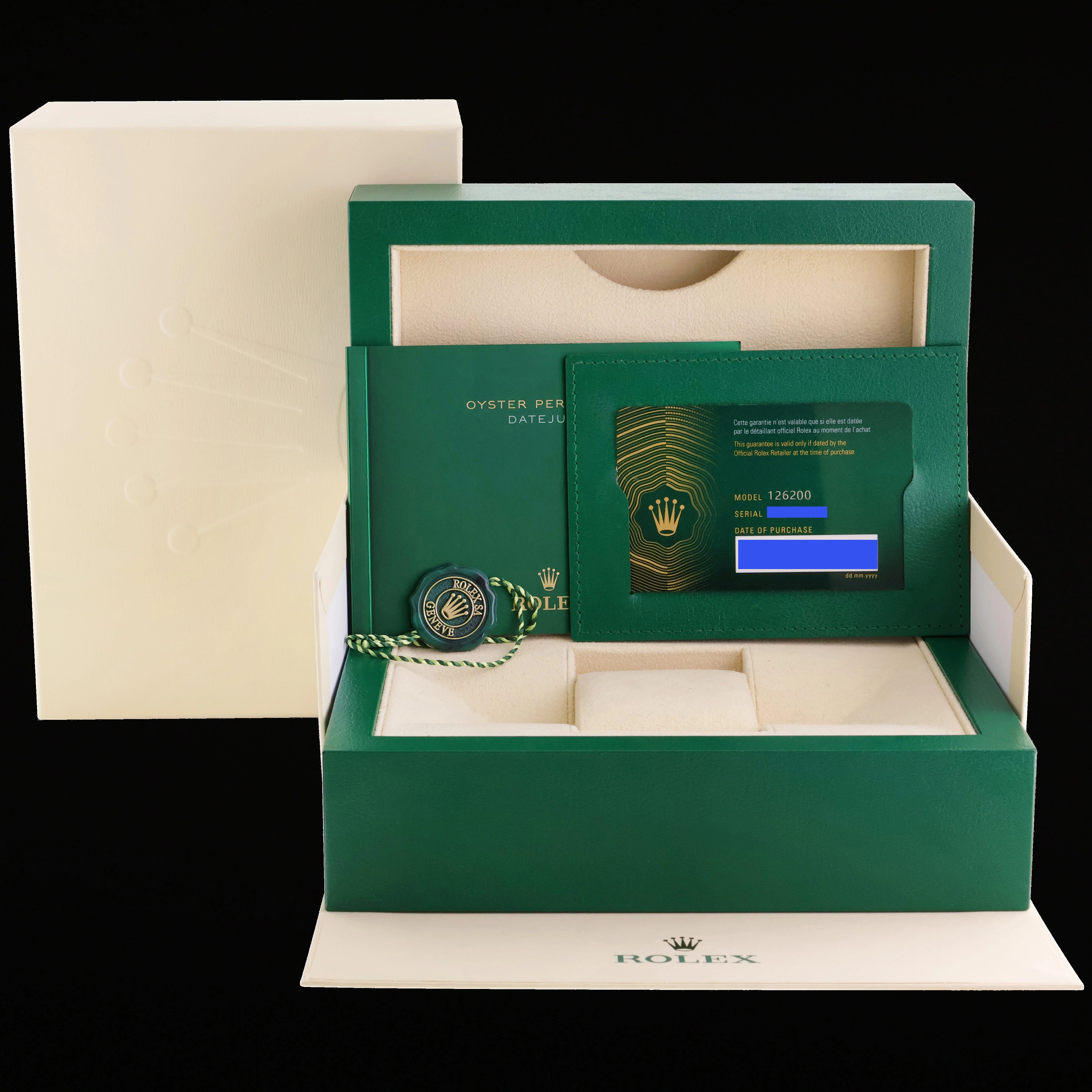 2022 NEW PAPERS Rolex DateJust 36mm 126200 Steel Jubilee Silver Stick Watch Box