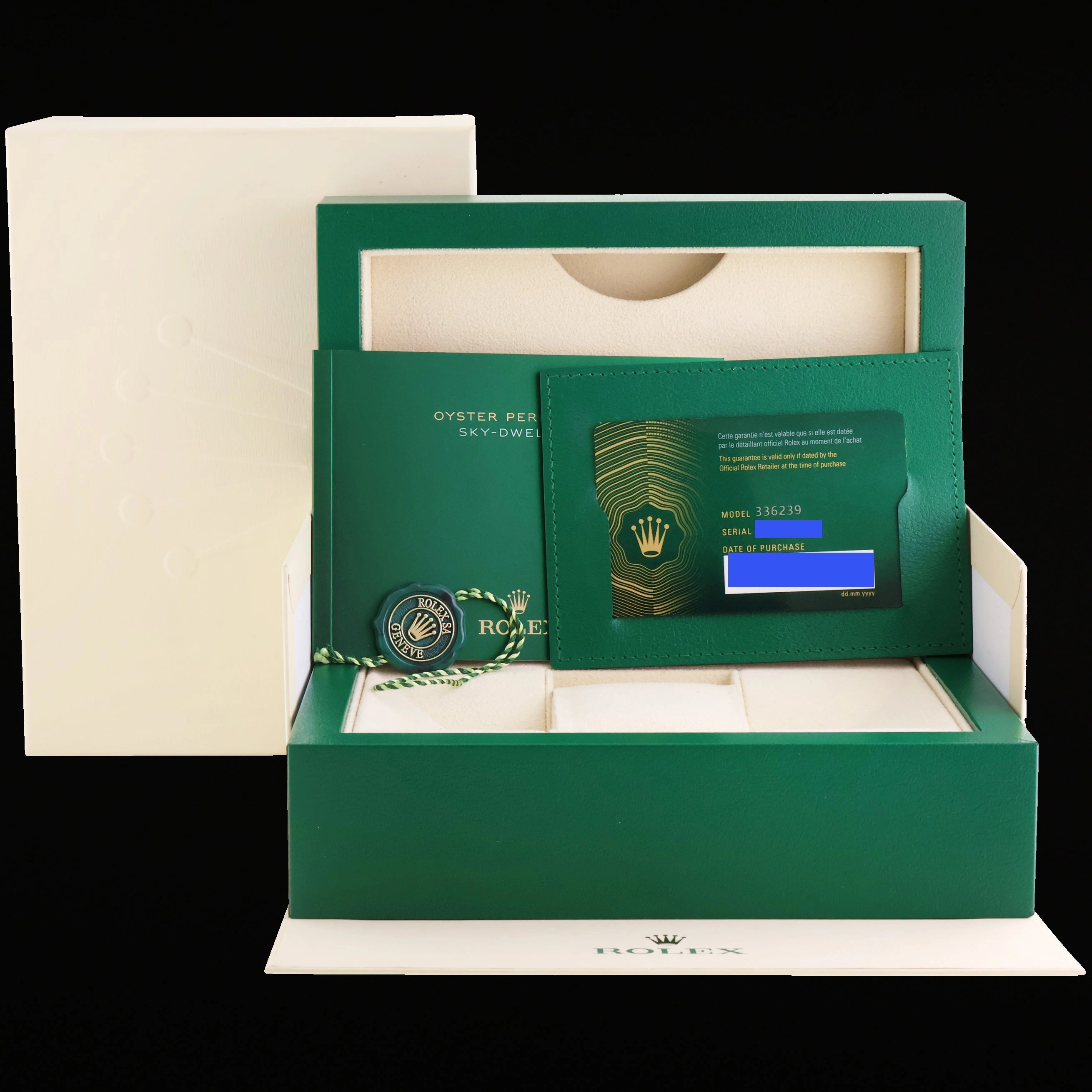2024 NEW PAPERS Rolex White Sky-Dweller White Gold Oysterflex 336239 Watch Box