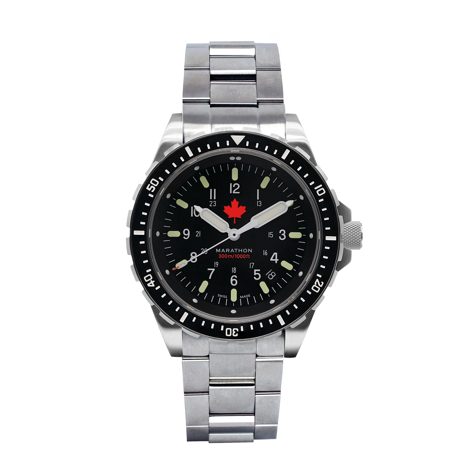 46mm Red Maple Jumbo Diver's Quartz (JSAR) with Stainless Steel Bracelet