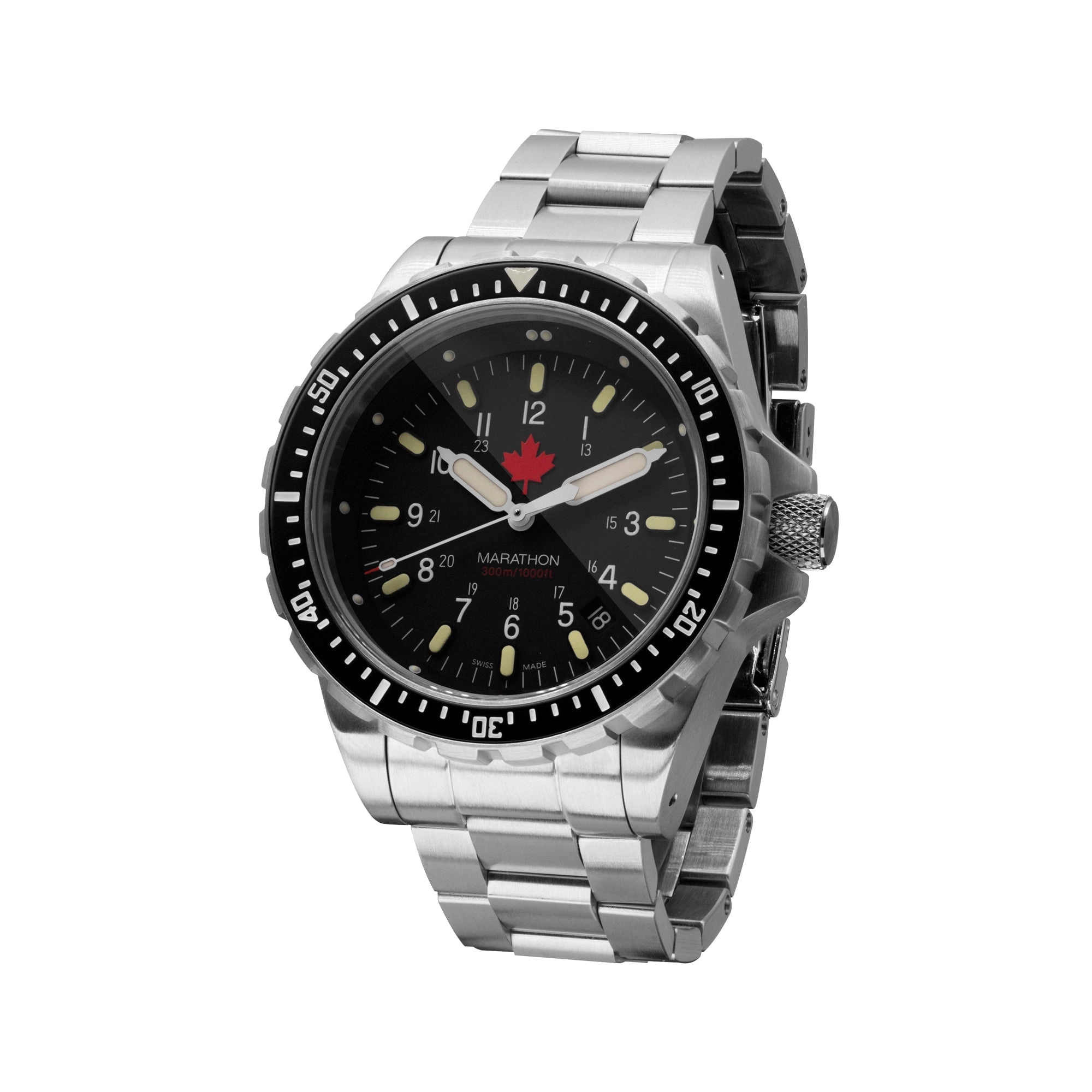 46mm Red Maple Jumbo Diver's Quartz (JSAR) with Stainless Steel Bracelet