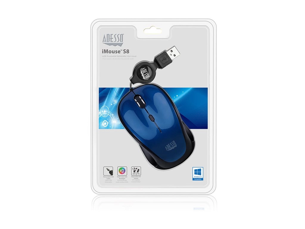 Adesso iMouse S8L - Mouse - right and left-handed - optical - 3 buttons - wired - USB IMOUSES8L
