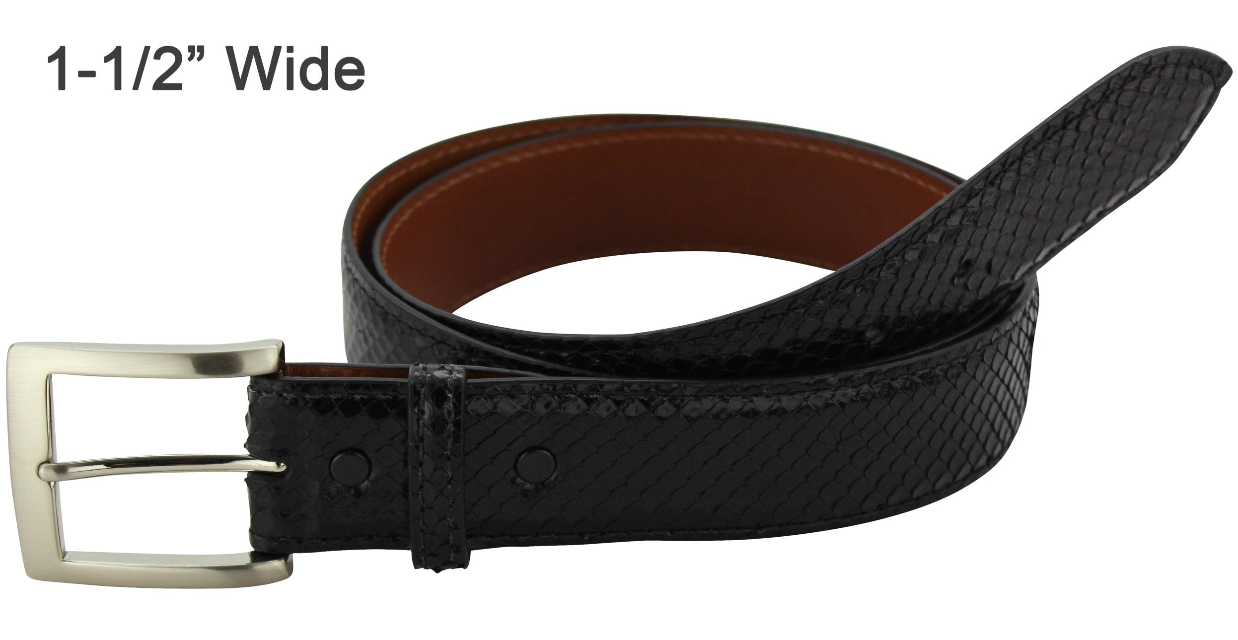 Black Python Snake Skin Designer Full Grain Leather Belt **Made To Order Allow 5 To 6 Weeks To Ship