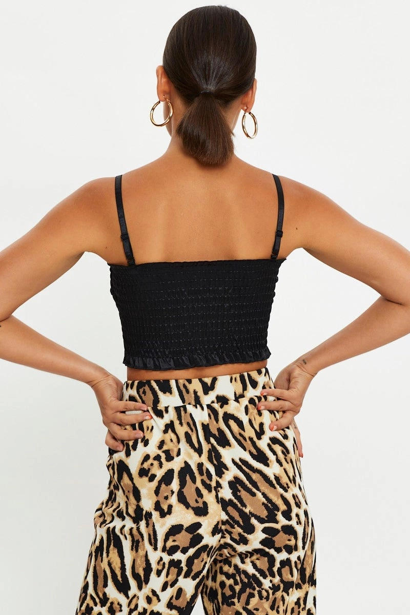 Black Shirred Cami