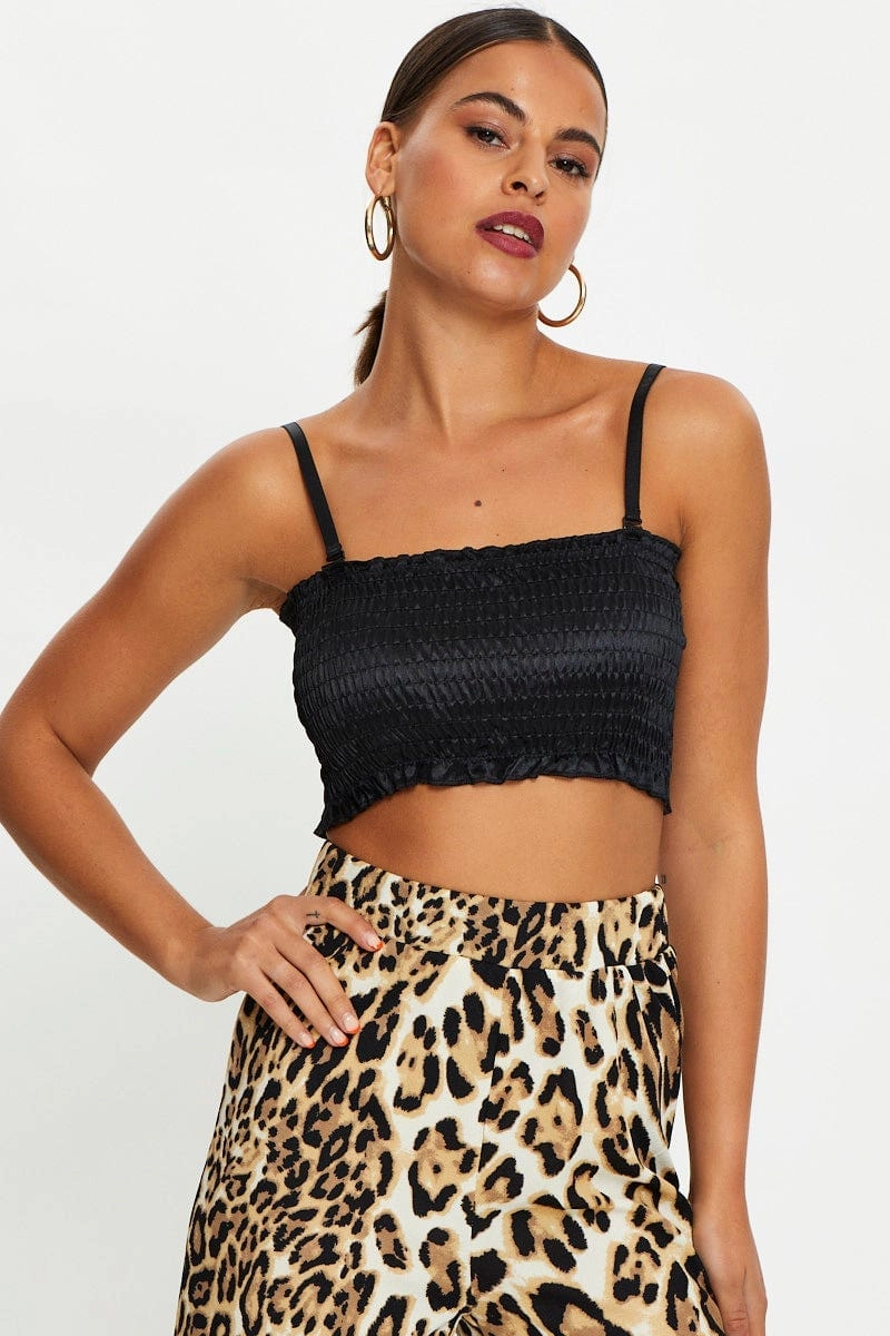 Black Shirred Cami