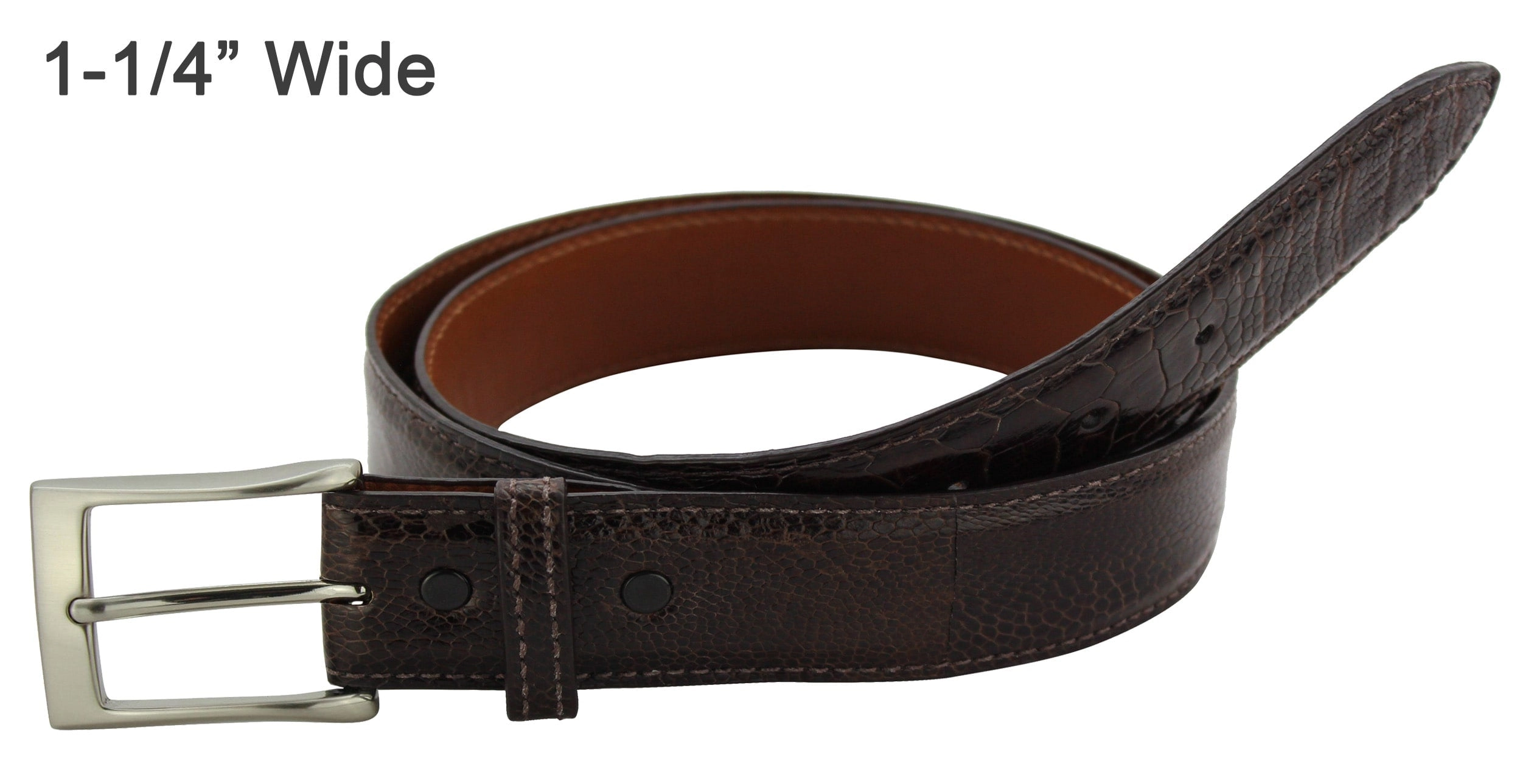 Brown Ostrich Leg Designer Full Grain Leather Belt **Made To Order Allow 5 To 6 Weeks To Ship