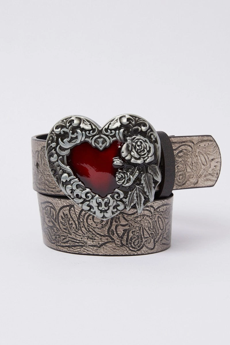 Brown Vintage Style Heart Buckle Belt