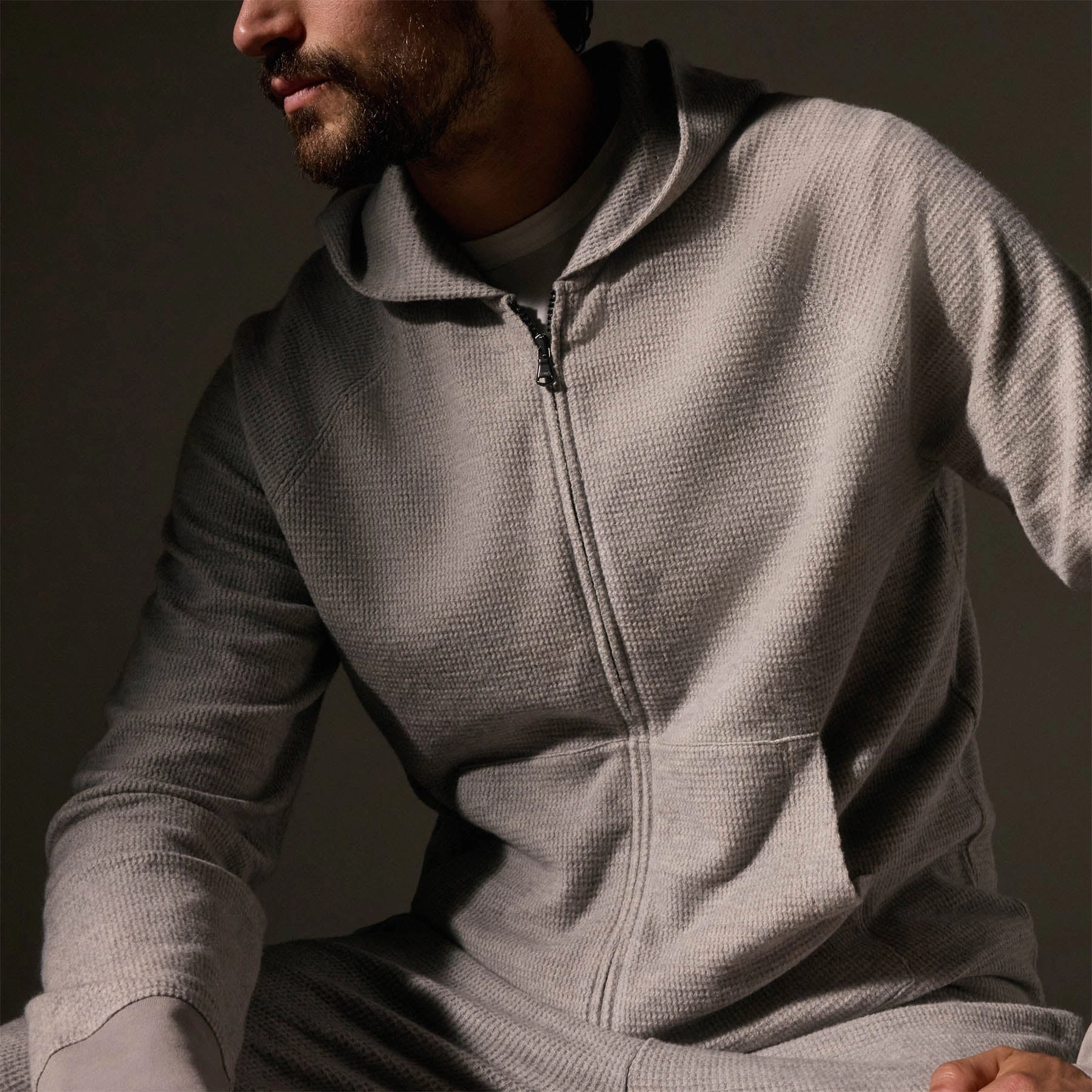 Brushed Thermal Zip Up - Heather Grey