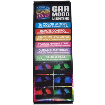 Car Mood Lighting with Remote Control - 6 Pieces Per Retail Ready Display 23307