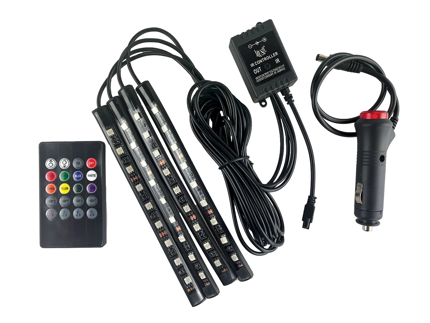 Car Mood Lighting with Remote Control - 6 Pieces Per Retail Ready Display 23307