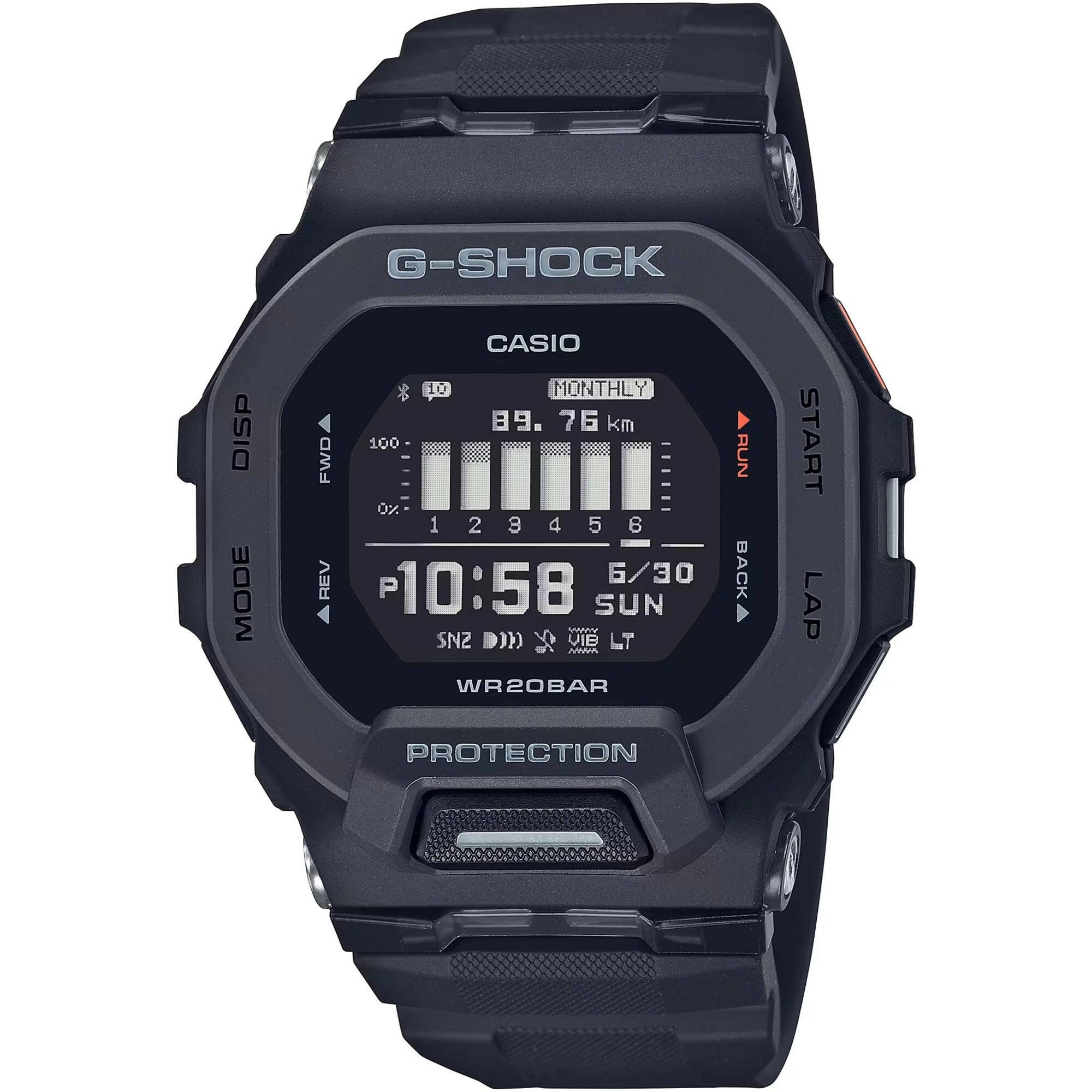 Casio Men's Digital Watch - G-Shock G-Squad 200 Series Black Resin Strap | GBD200-1