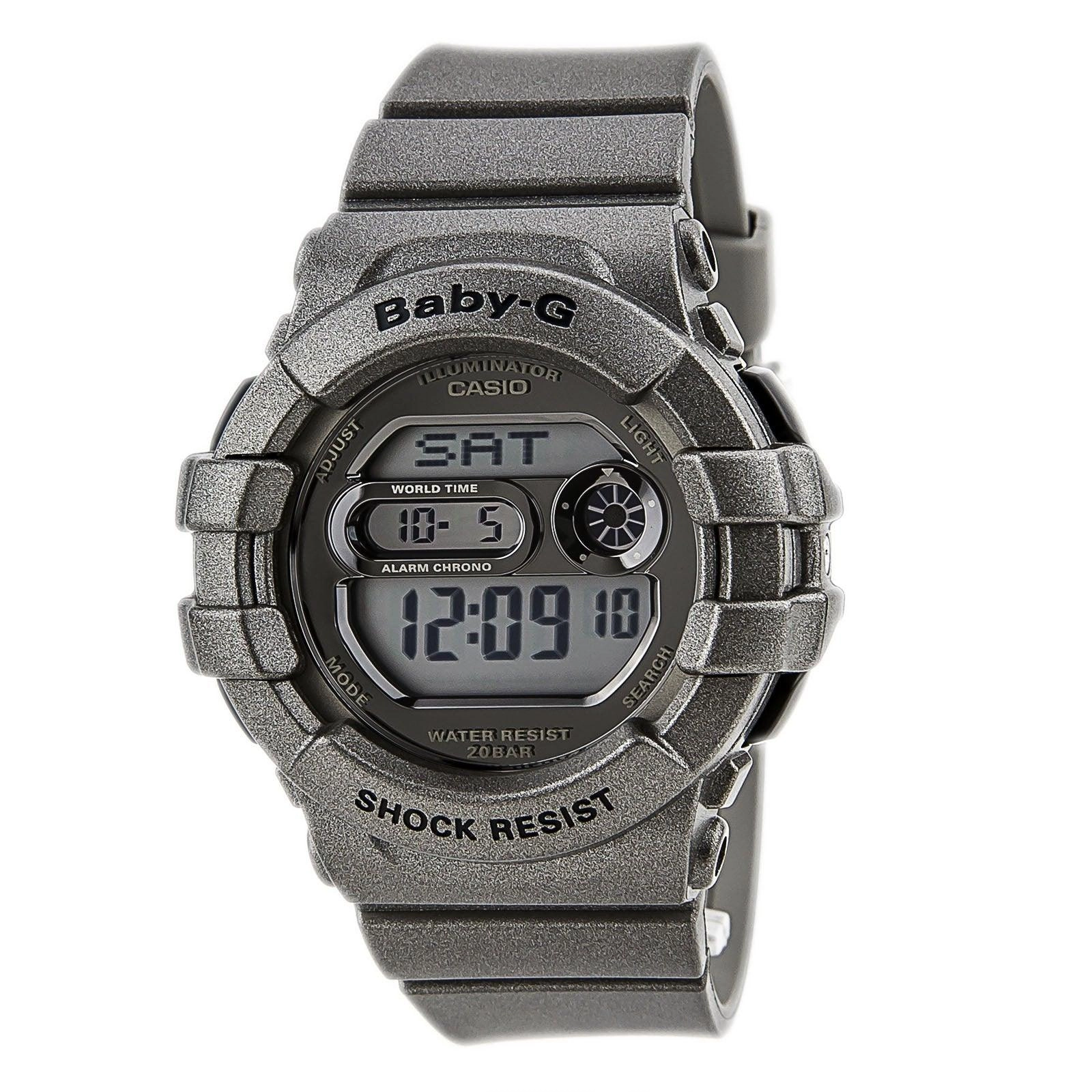 Casio Women's Baby-G Grey LCD Dial Grey Resin Strap World Time Dive Watch | BGD141-8