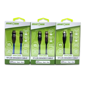 Charging Cable Braided Nylon USB-C to Lightning 6FT 2.4 Amp - 3 Pieces Per Pack 24606