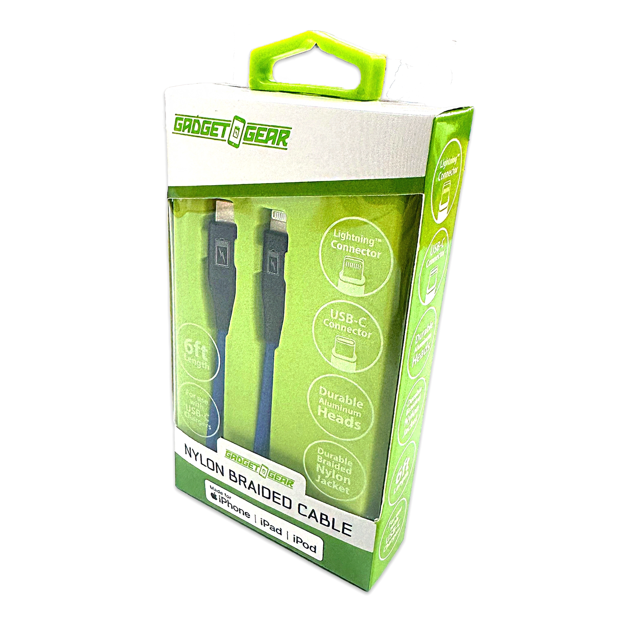 Charging Cable Braided Nylon USB-C to Lightning 6FT 2.4 Amp - 3 Pieces Per Pack 24606
