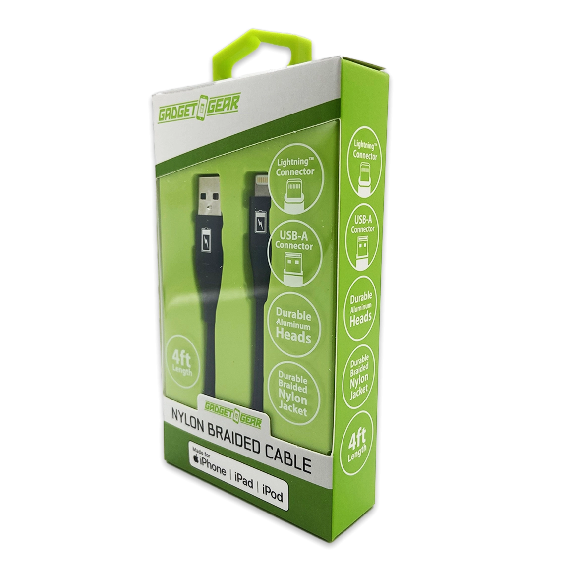 Charging Cable Nylon Braided USB to Lightning 4FT 2.4 Amp - 3 Pieces Per Pack 24603