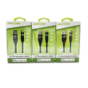 Charging Cable Nylon Braided USB to Lightning 4FT 2.4 Amp - 3 Pieces Per Pack 24603