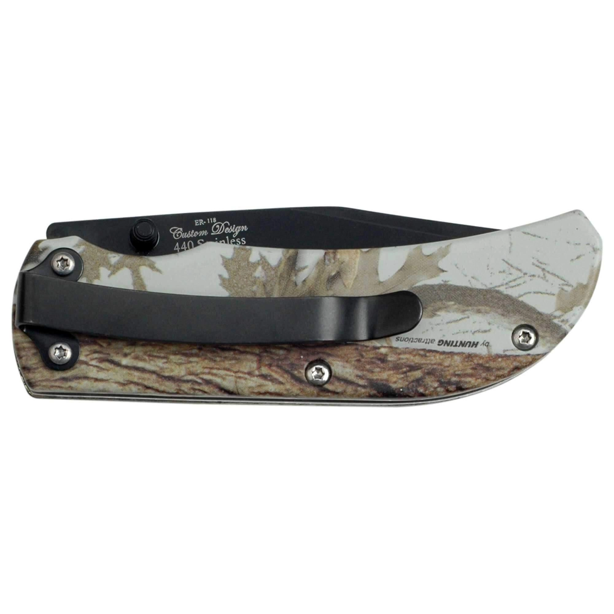 Elk Ridge Folding Knife - Drop Point Fine Edge Blade and Camo Handle | ER-118CA