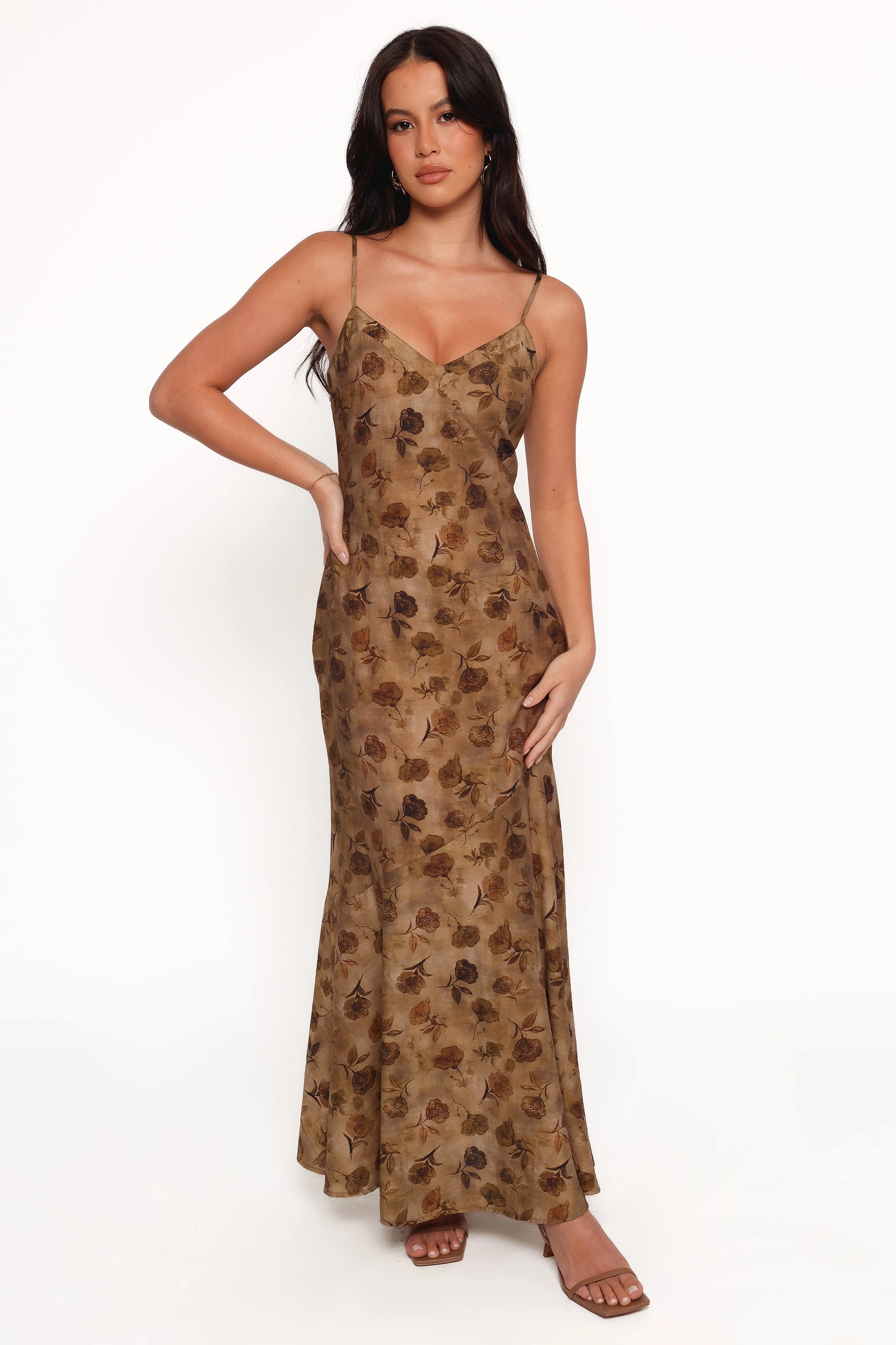 Fia Midi Dress - Tan Floral
