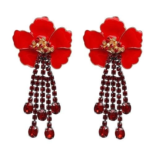 Flower Crystal Dangle Earrings