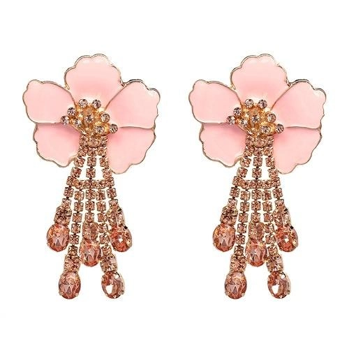 Flower Crystal Dangle Earrings