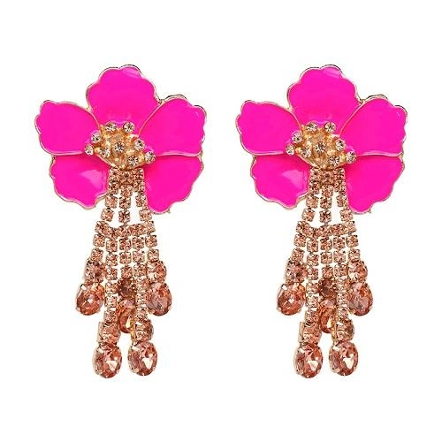 Flower Crystal Dangle Earrings