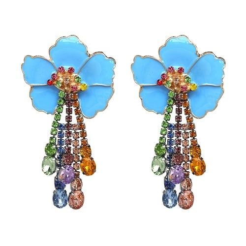 Flower Crystal Dangle Earrings