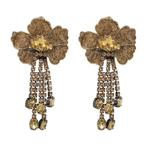 Flower Crystal Dangle Earrings