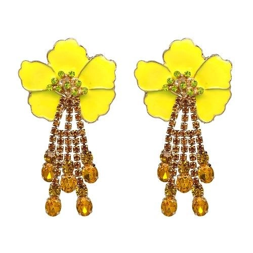 Flower Crystal Dangle Earrings