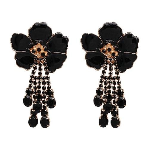 Flower Crystal Dangle Earrings