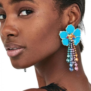 Flower Crystal Dangle Earrings