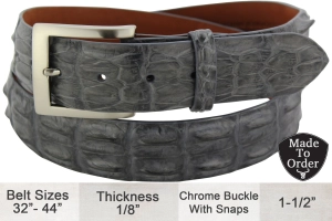 Gray Australian Saltwater Hornback Crocodile Designer Full Grain Leather Belt **Made To Order Allow 5 To 6 Weeks To Ship