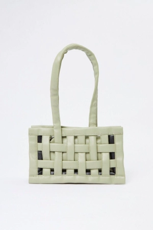 Green Woven Detail Handbag