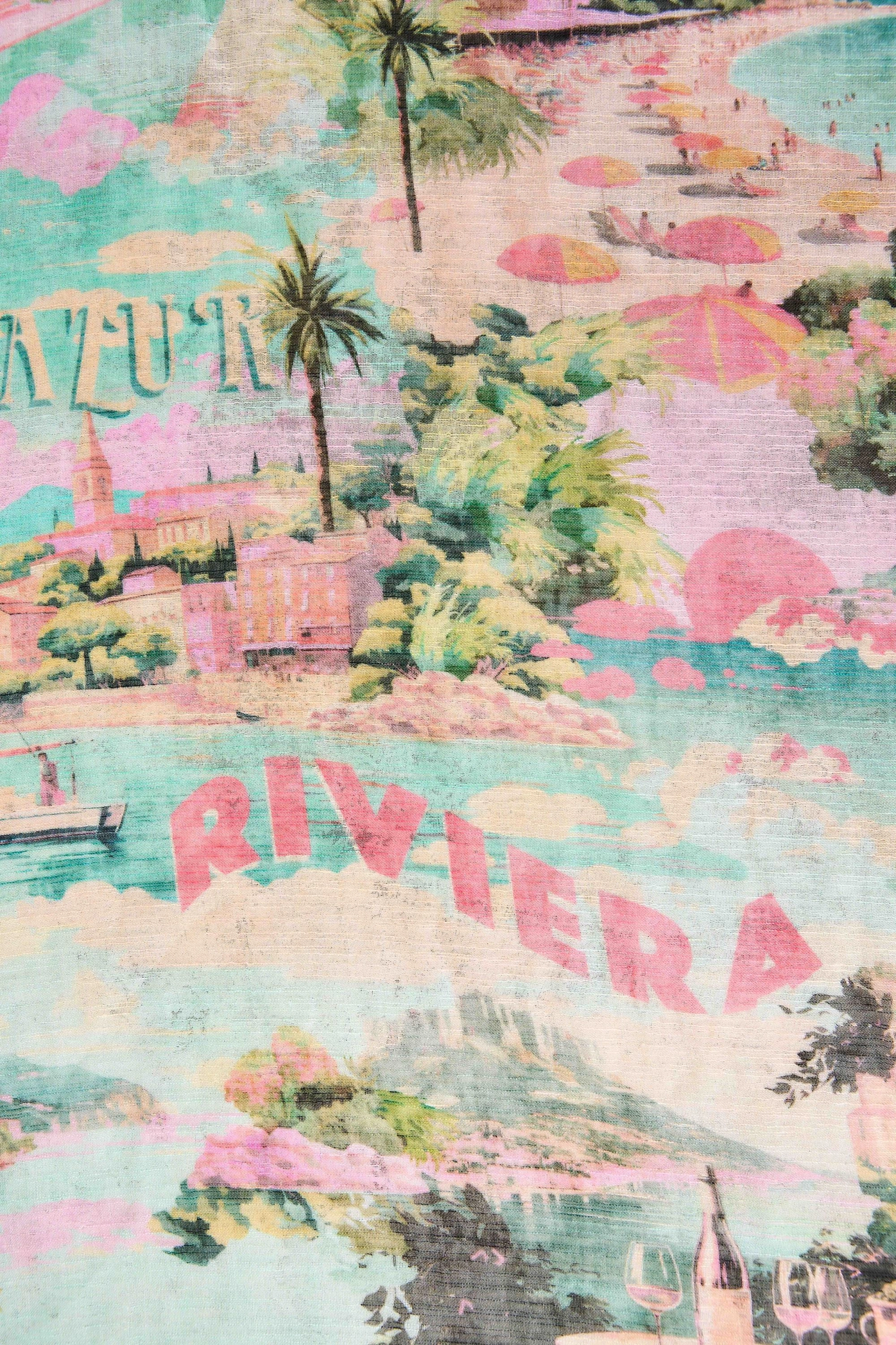 Holiday Print Linen Scarf - Multi