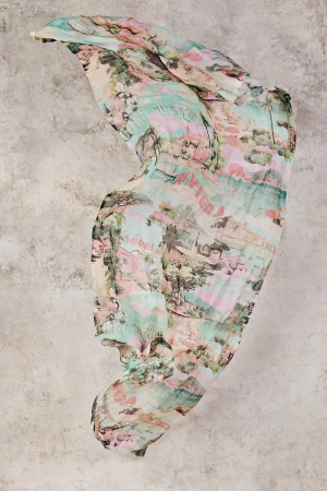 Holiday Print Linen Scarf - Multi