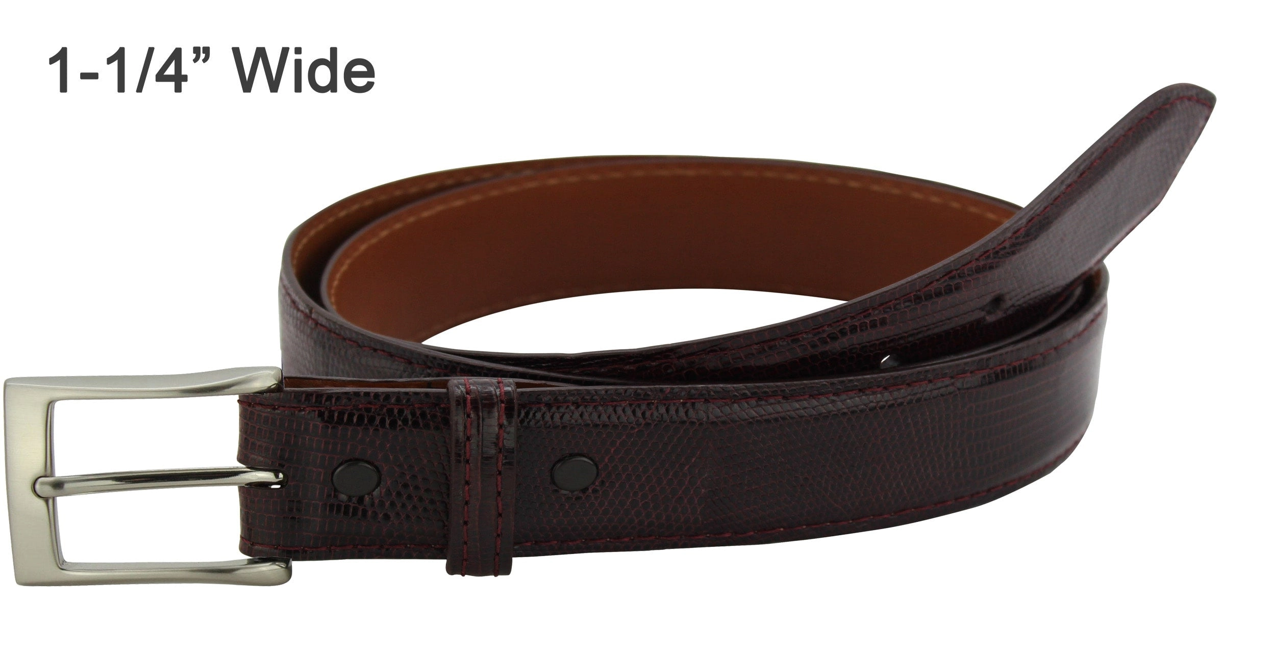 Men's Burgundy Lizard Skin Designer Full Grain Leather Belt **Made To Order Allow 5 To 6 Weeks To Ship