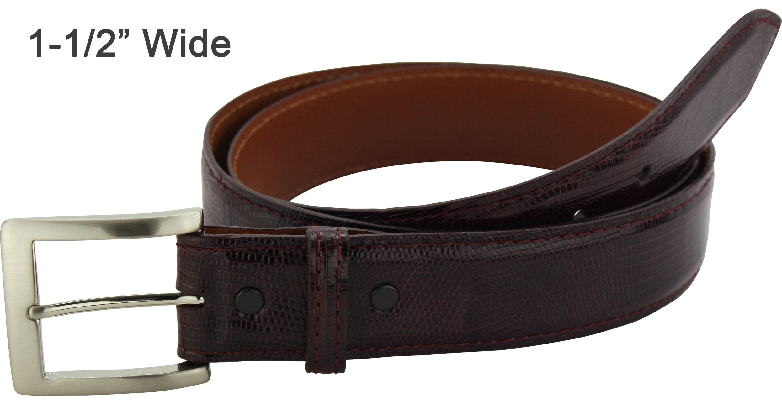 Men's Burgundy Lizard Skin Designer Full Grain Leather Belt **Made To Order Allow 5 To 6 Weeks To Ship