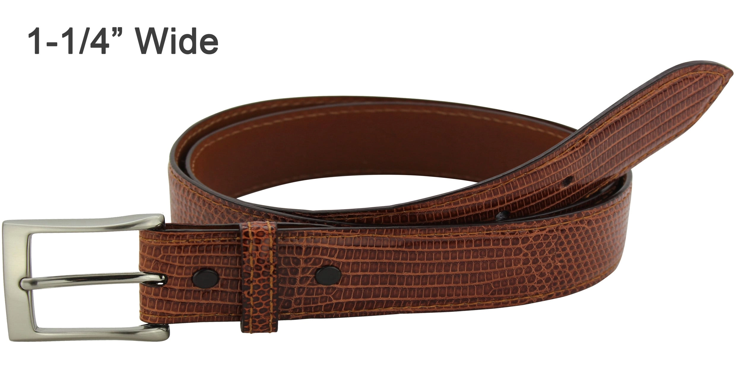 Men's Cognac Lizard Skin Designer Full Grain Leather Belt **Made To Order Allow 5 To 6 Weeks To Ship