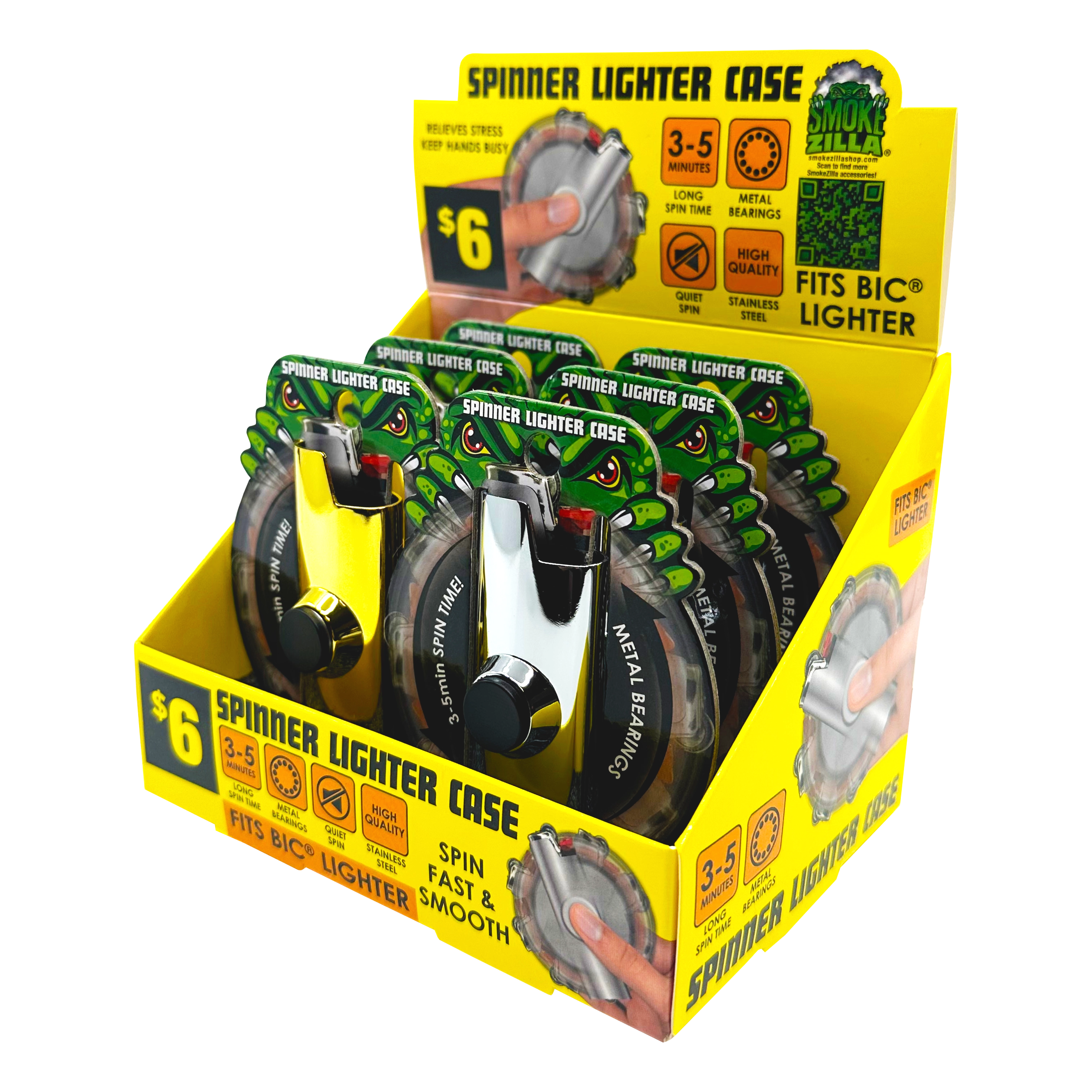 Metal Spinner Lighter Case - 6 Pieces Per Retail Ready Display 41575