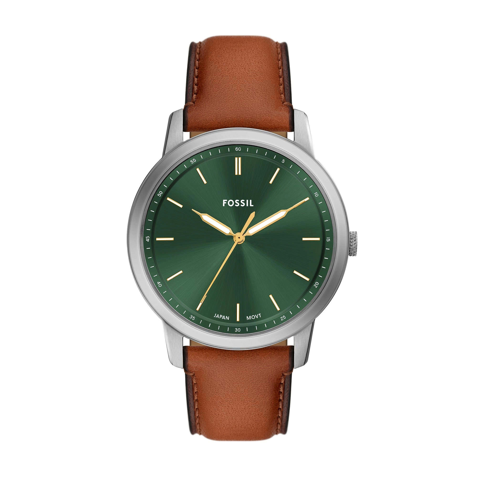 Minimalist Three-Hand Brown Leather Watch