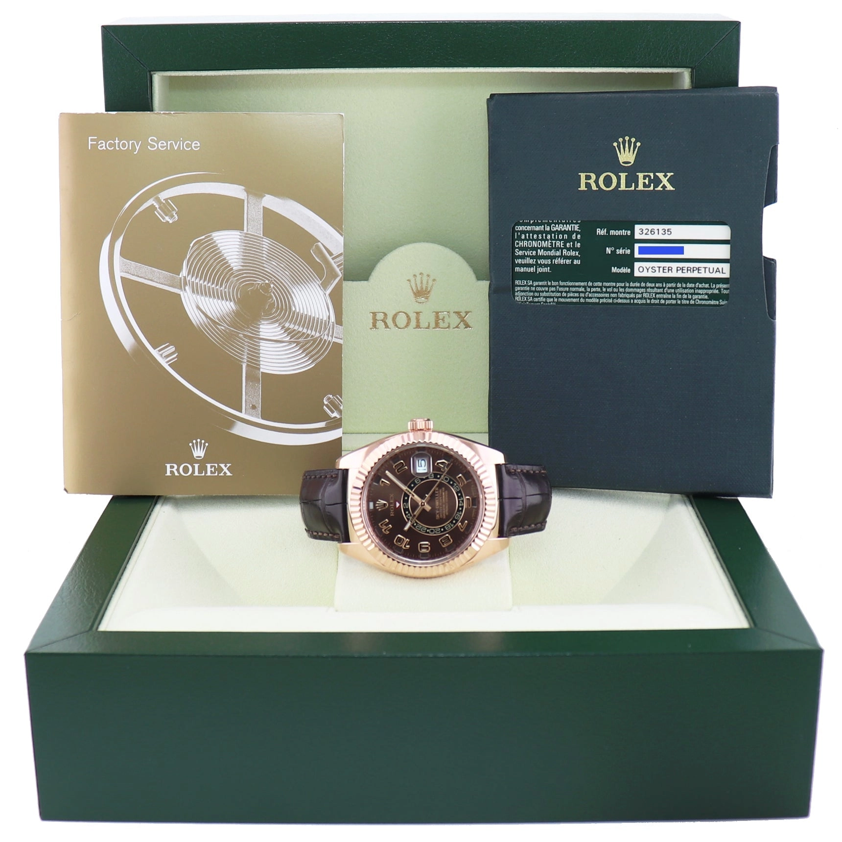 MINT PAPERS Rolex Sky-Dweller Rose Gold 326135 42mm Chocolate Watch Box