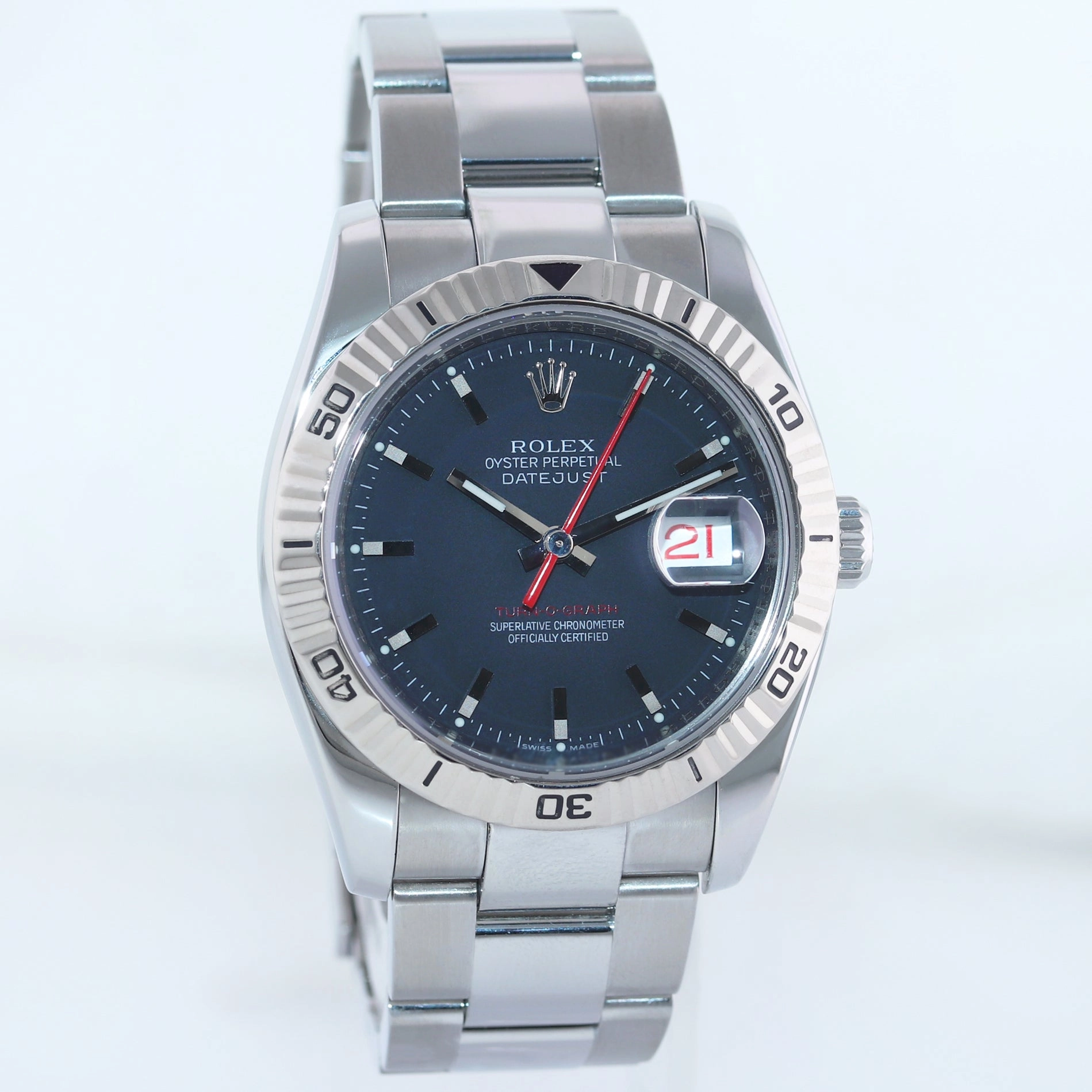 MINT Rolex DateJust Turn-O-Graph 116264 Steel Black White Gold Fluted Watch Box
