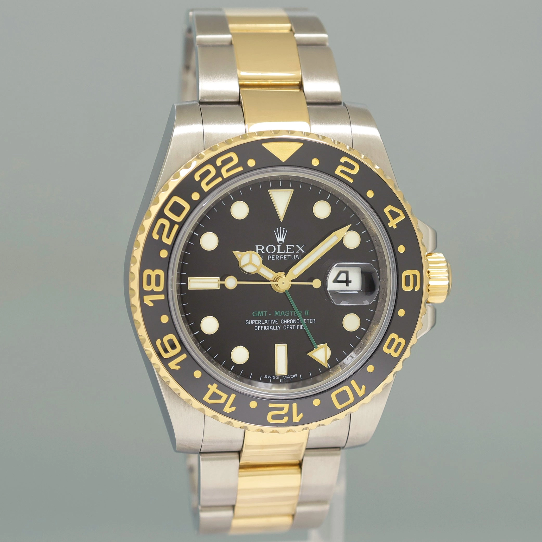 MINT Rolex GMT-Master II 2 Ceramic 116713 Black Two Tone Steel Gold Watch Box