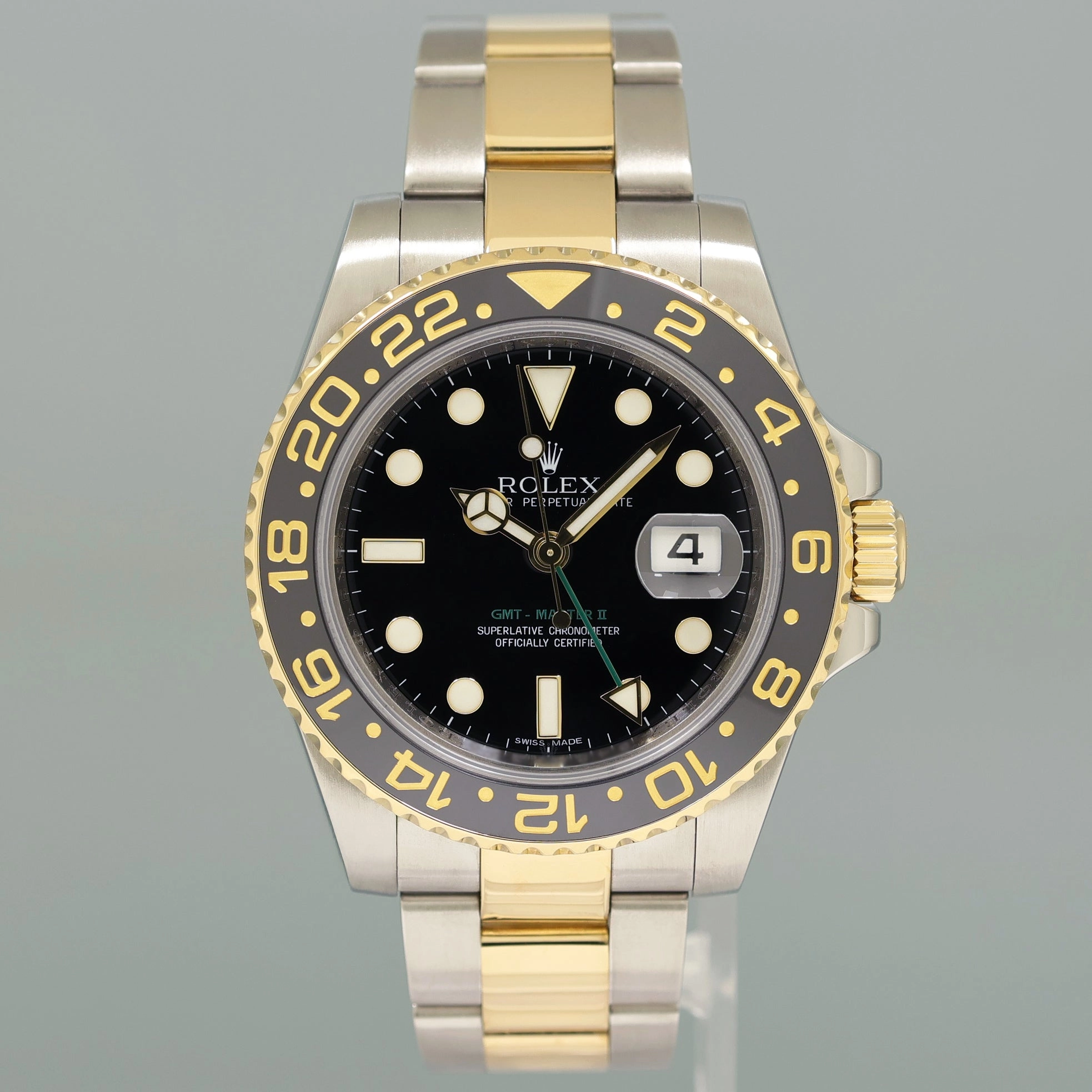 MINT Rolex GMT-Master II 2 Ceramic 116713 Black Two Tone Steel Gold Watch Box