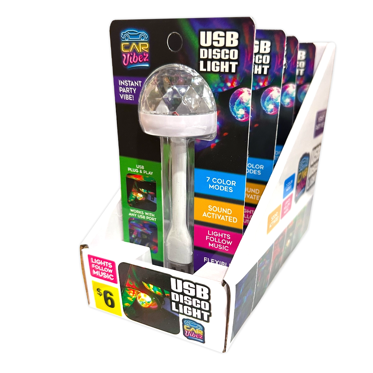 Mood Light Mini USB Disco Ball - 4 Pieces Per Retail Ready Display 41677