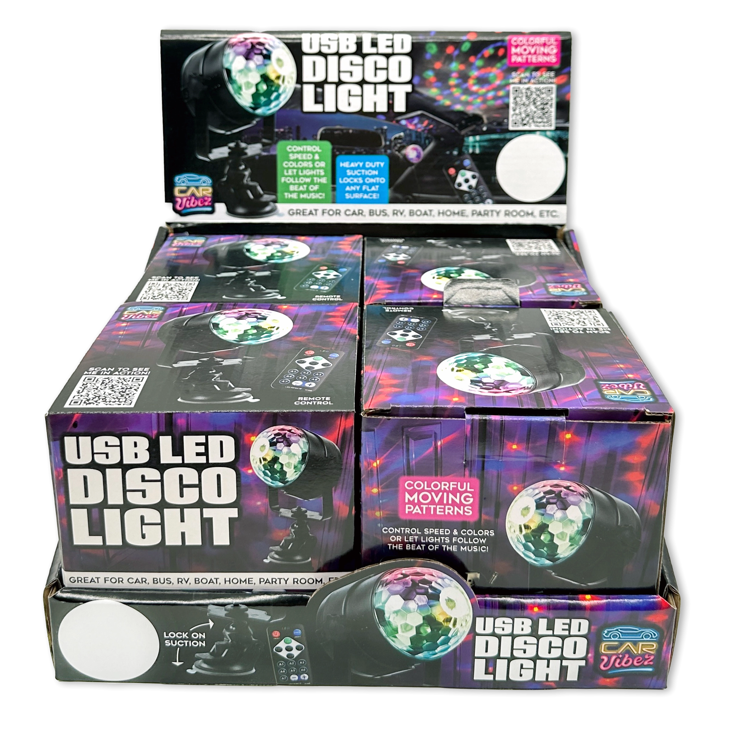 Mood Light USB LED Disco Light with Suction Cup Mount - 4 Pieces Per Retail Ready Display 23575