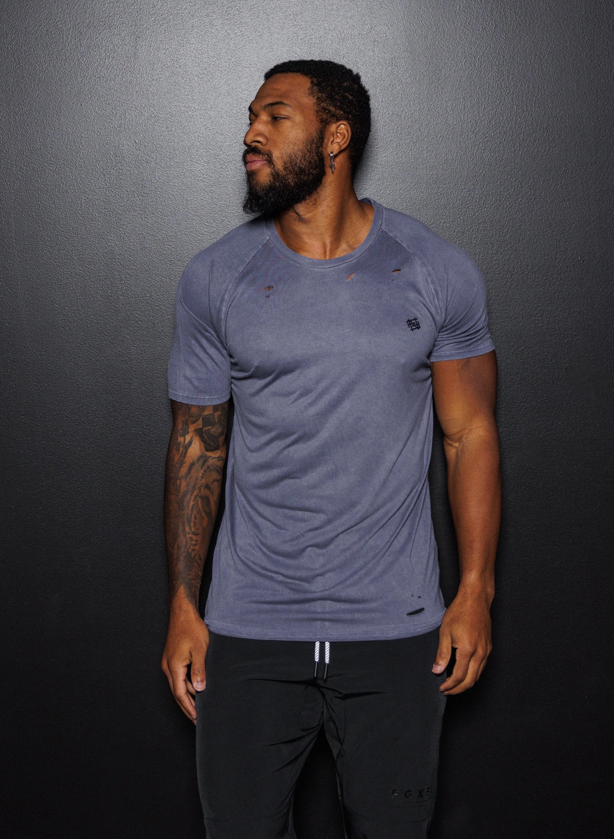 MOTO DISTRESSED TEE - BLUE