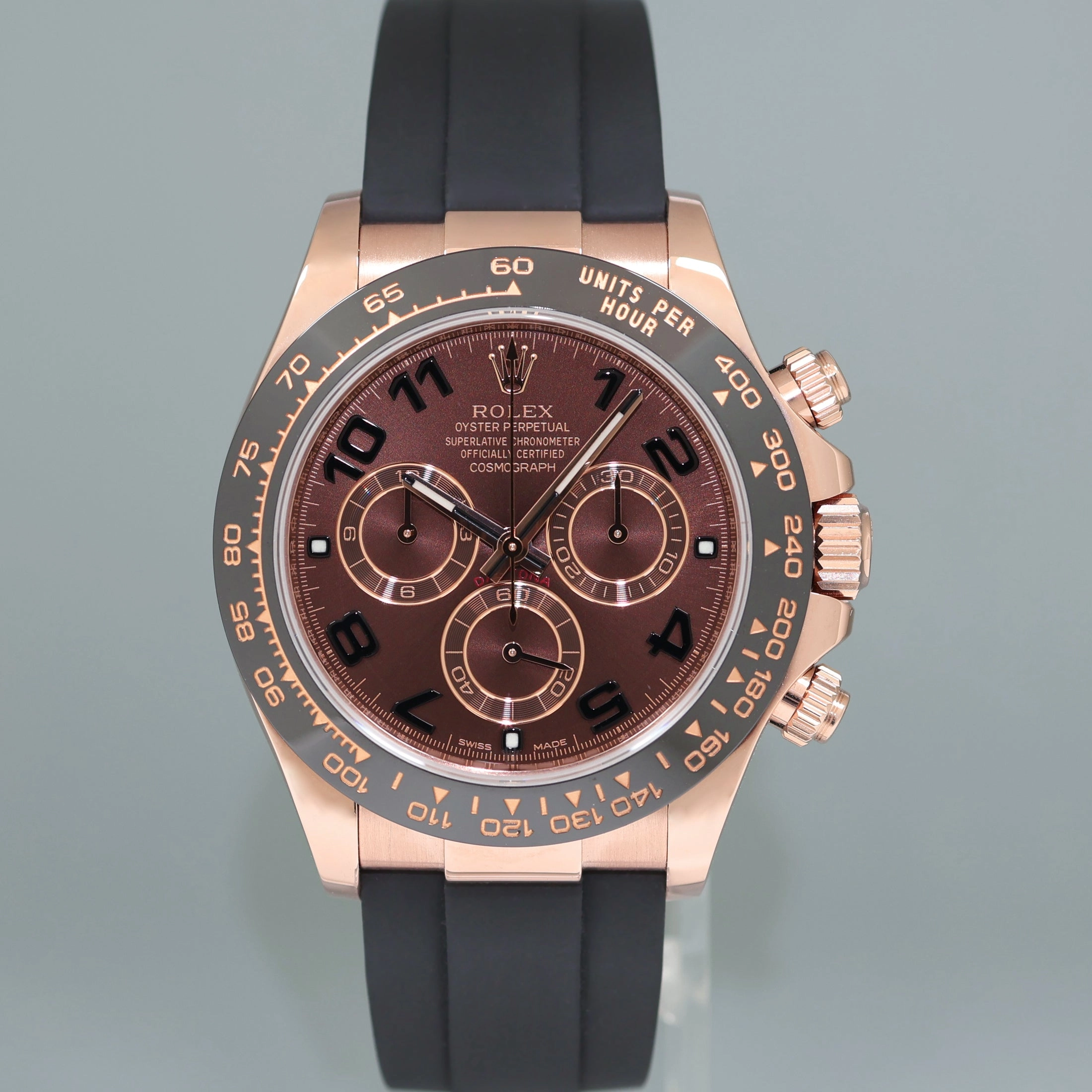 NEW 2021 Rolex Daytona Chocolate Arabic Ceramic 116515 Rose Gold 40mm Watch Box