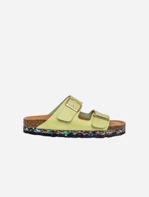 Nuo Recycled Flipflop & Cork Buckled Sandals | Seafoam